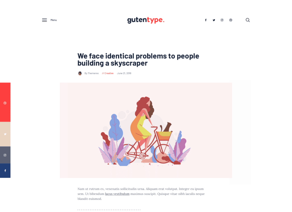 Gutentype - سمة Gutenberg WordPress 100٪ للمدونة الحديثة