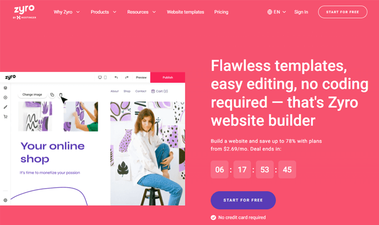 Zyro Website Builder - Alternative al flusso web
