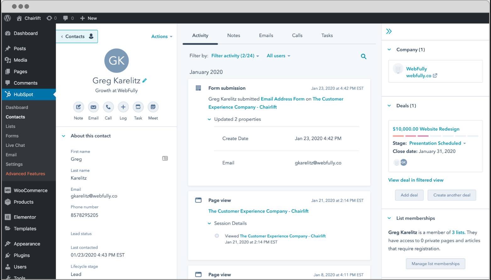 웹사이트 플러그인 예시, HubSpot: Lead Generation WordPress Plugin