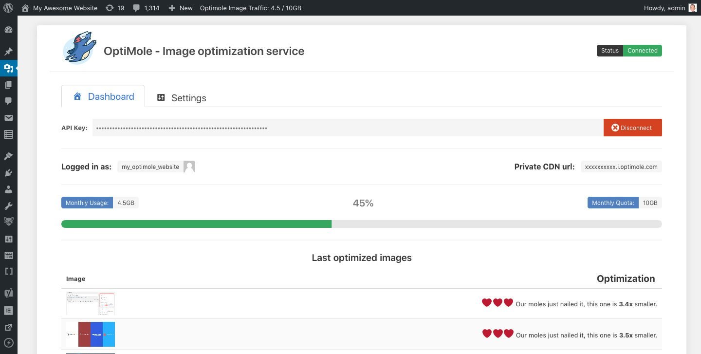 웹사이트 플러그인 예시, Optimole: Image Optimization Plugin