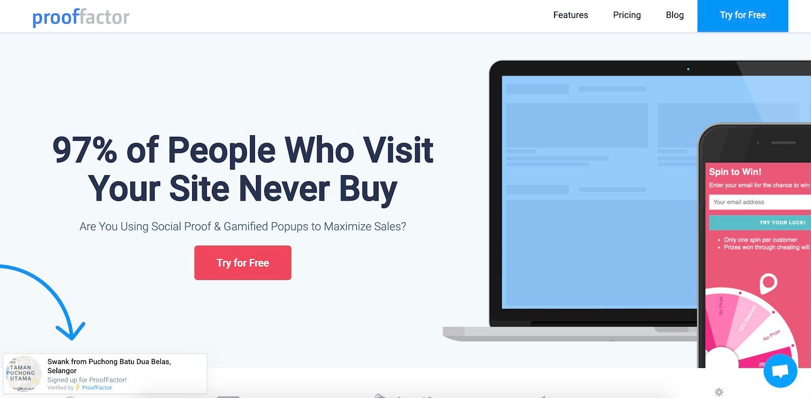 웹사이트 플러그인 예시, Proof Factor: Social Proof Plugin