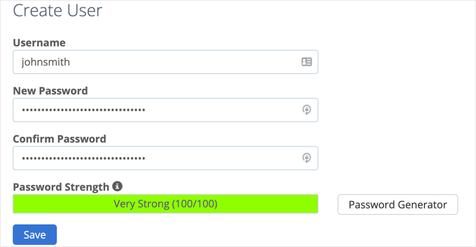 Aggiungi un nome utente e una password