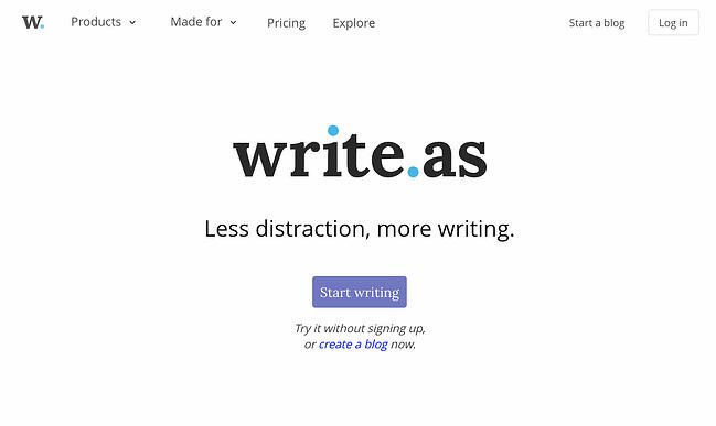 Najlepsza platforma blogowa: Write.as