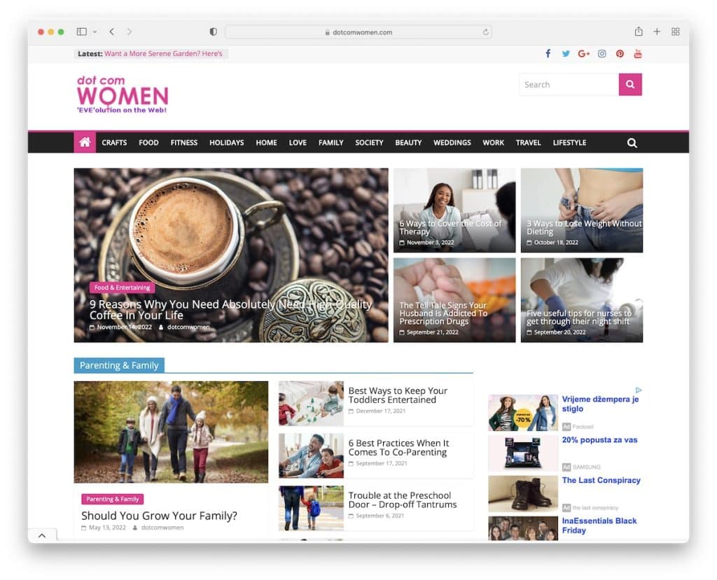 dot com femmes bluehost exemple de site Web