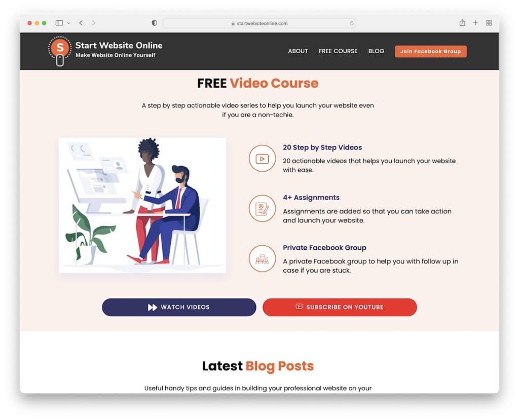 démarrer le site web en ligne
