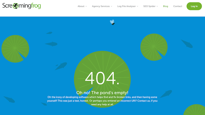 Das Screaming Frog 404-Design