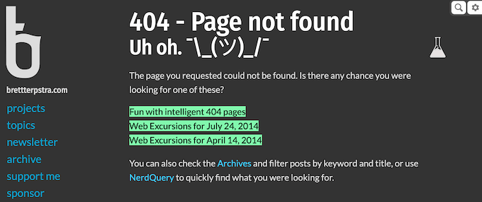 Eine 404-Seite mit dynamischem Text