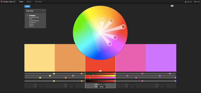 Roda warna di dasbor Adobe Color