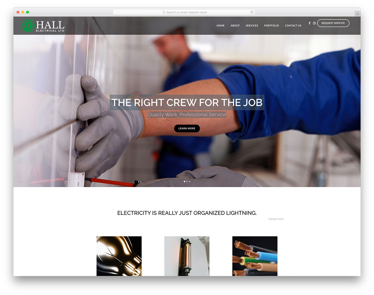 Conception du site Web de Hall Electrical
