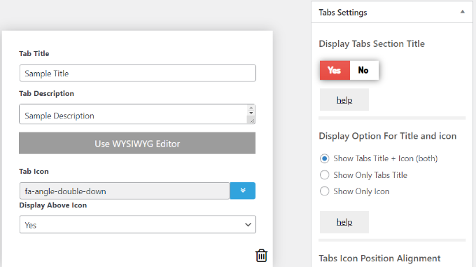 Edit pengaturan tab dan tambahkan detail