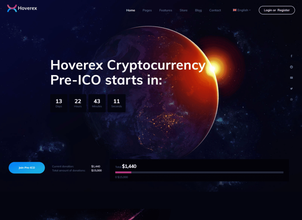 โฮเวอเร็กซ์ | Cryptocurrency, NFT & ICO WordPress Theme + ภาษาสเปน