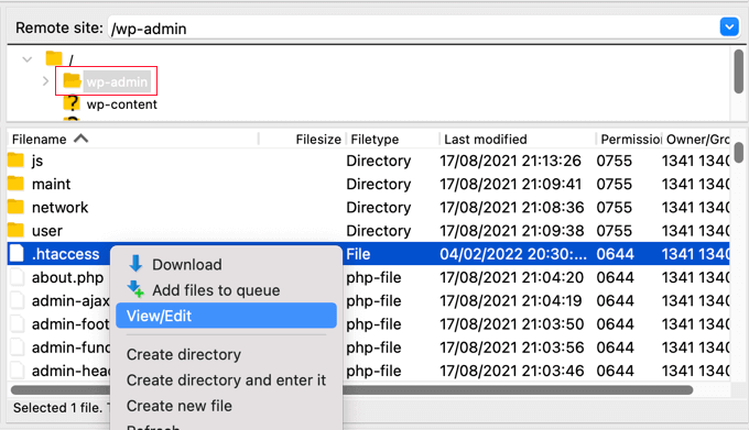 vizualizați-htaccess-file
