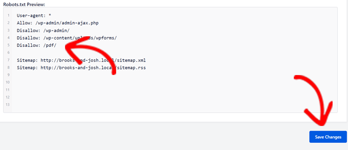 Caseta de previzualizare Robots.txt
