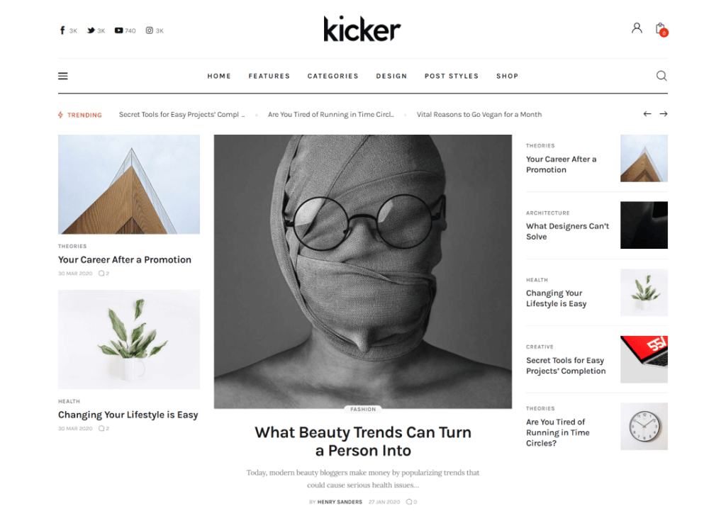 Kick | Thème WordPress de magazine de blog polyvalent + Gutenberg
