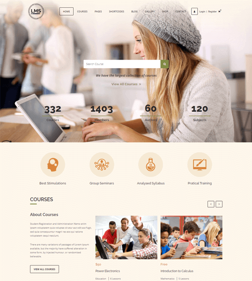 Thème WordPress d'enseignement en ligne LMS