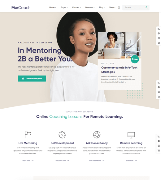 MaxCoach Çevrimiçi Öğretim WordPress Teması