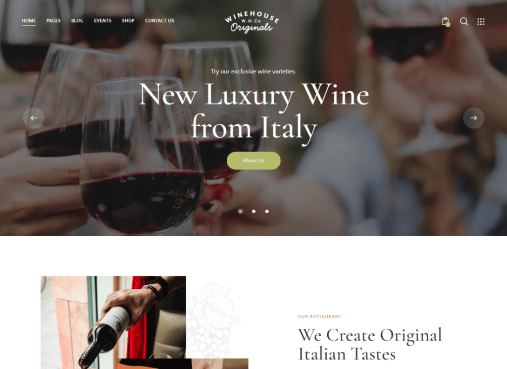 Rumah Anggur - Kebun Anggur & Restoran Toko Minuman Keras Tema WordPress