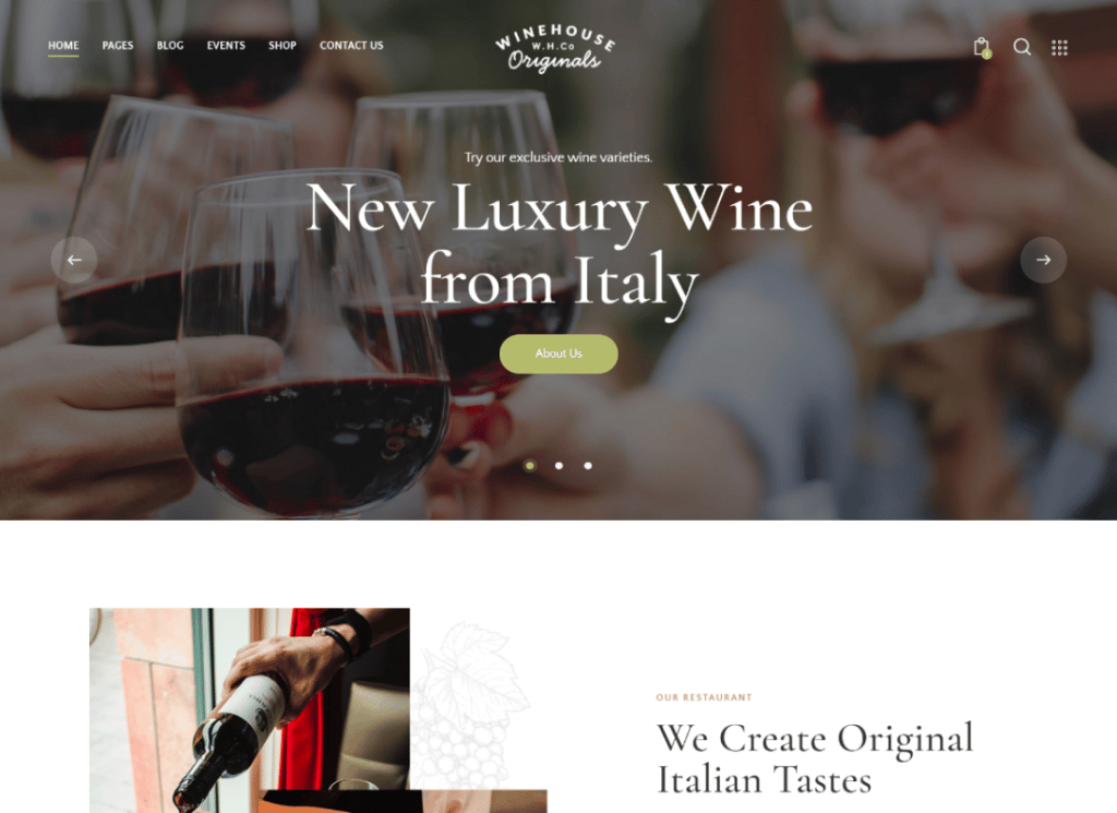 Wine House - Tema WordPress per negozio di liquori per vigneti e ristoranti