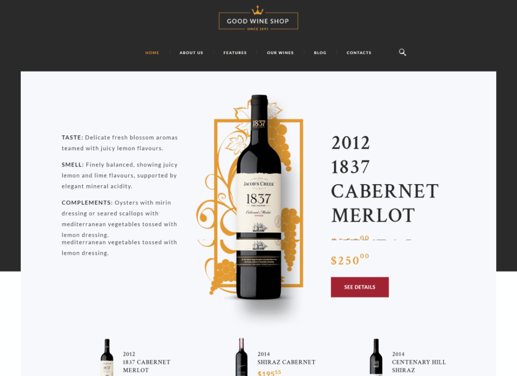 Good Wine — тема WordPress для виноградников и виноделен