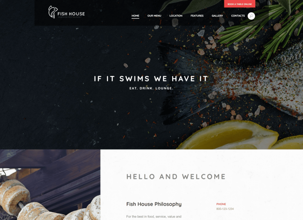 Fish House - Elegante tema de WordPress para restaurante de mariscos / café / bar