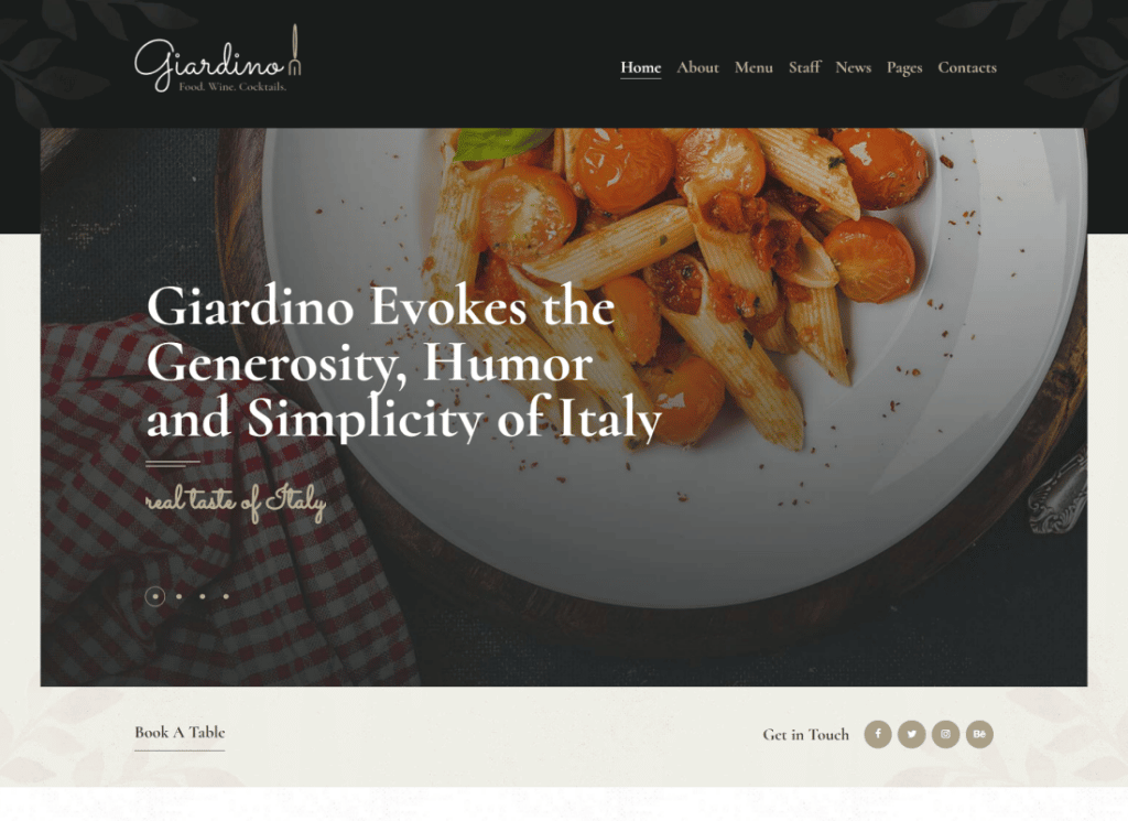 จาร์ดิโน | ธีม WordPress ของร้านอาหารอิตาเลียนและคาเฟ่
