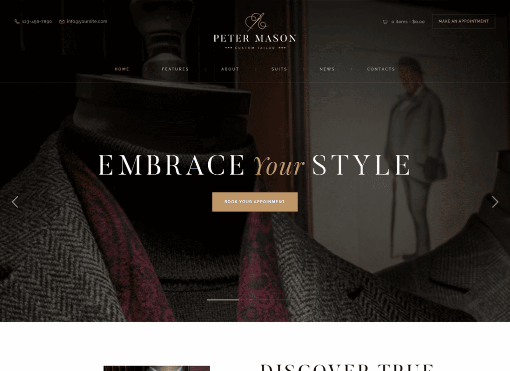 Peter Mason - Özel Terzilik ve Giyim Mağazası WordPress Teması