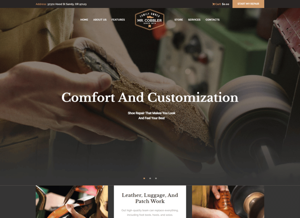 Mr. Cobbler - Custom Shoemaking & Footwear Repairs WordPress 主题