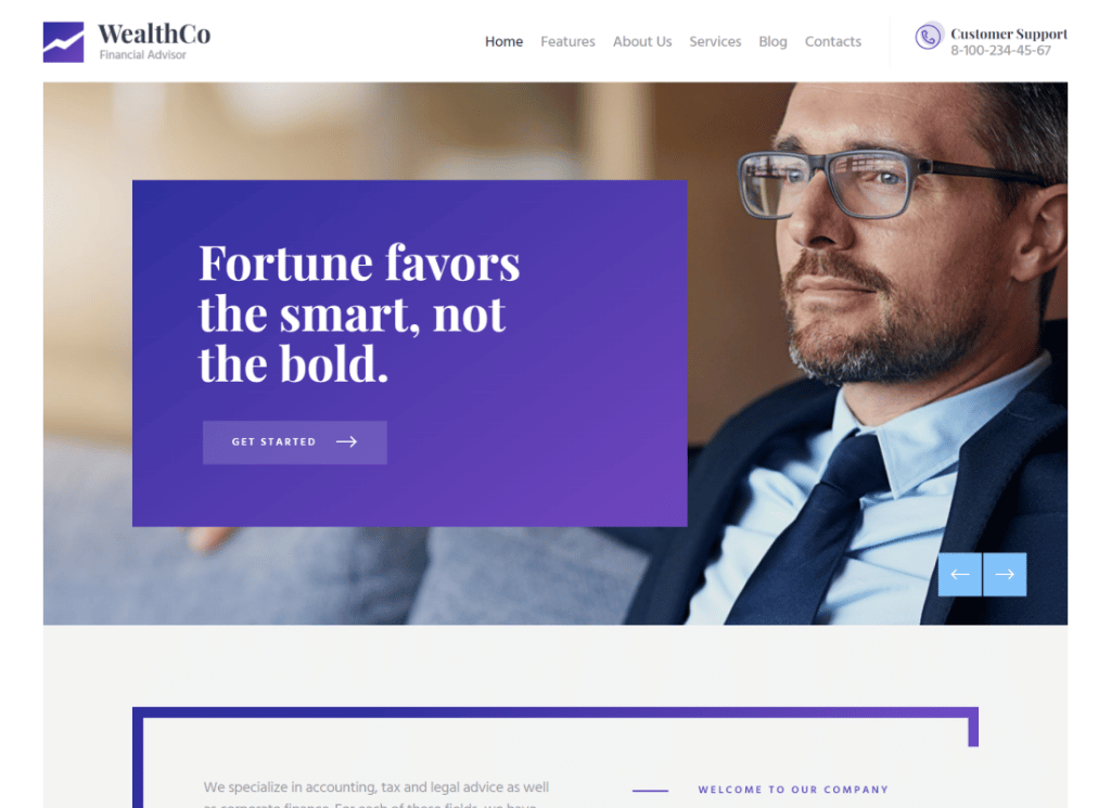 WealthCo — тема WordPress для свежего бизнеса и финансового консалтинга