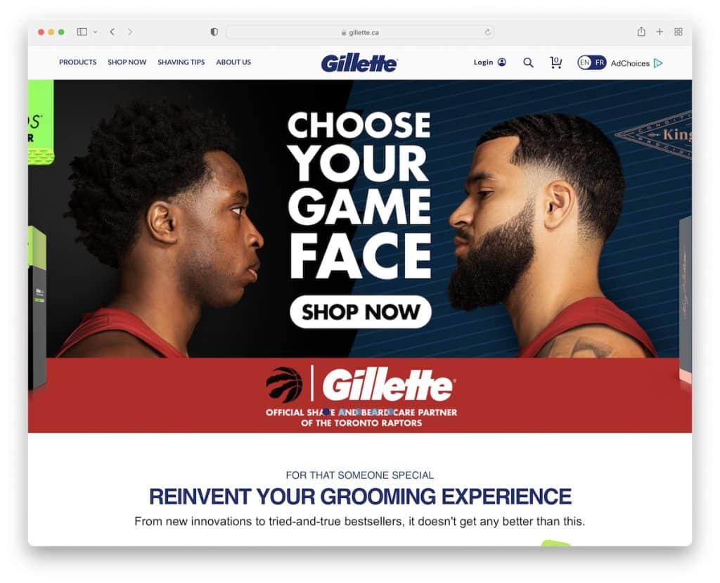 веб-сайт большой коммерции Gillette