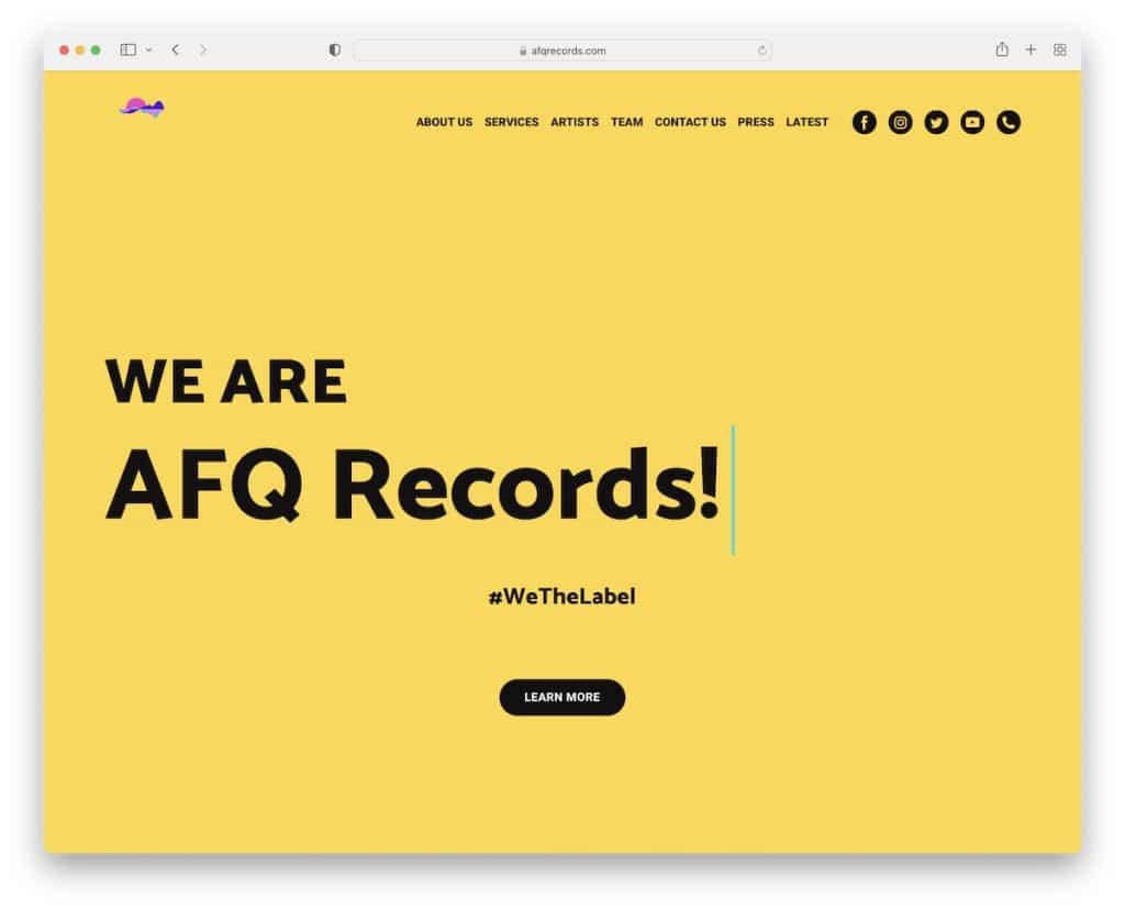 afq records weblium の Web サイト