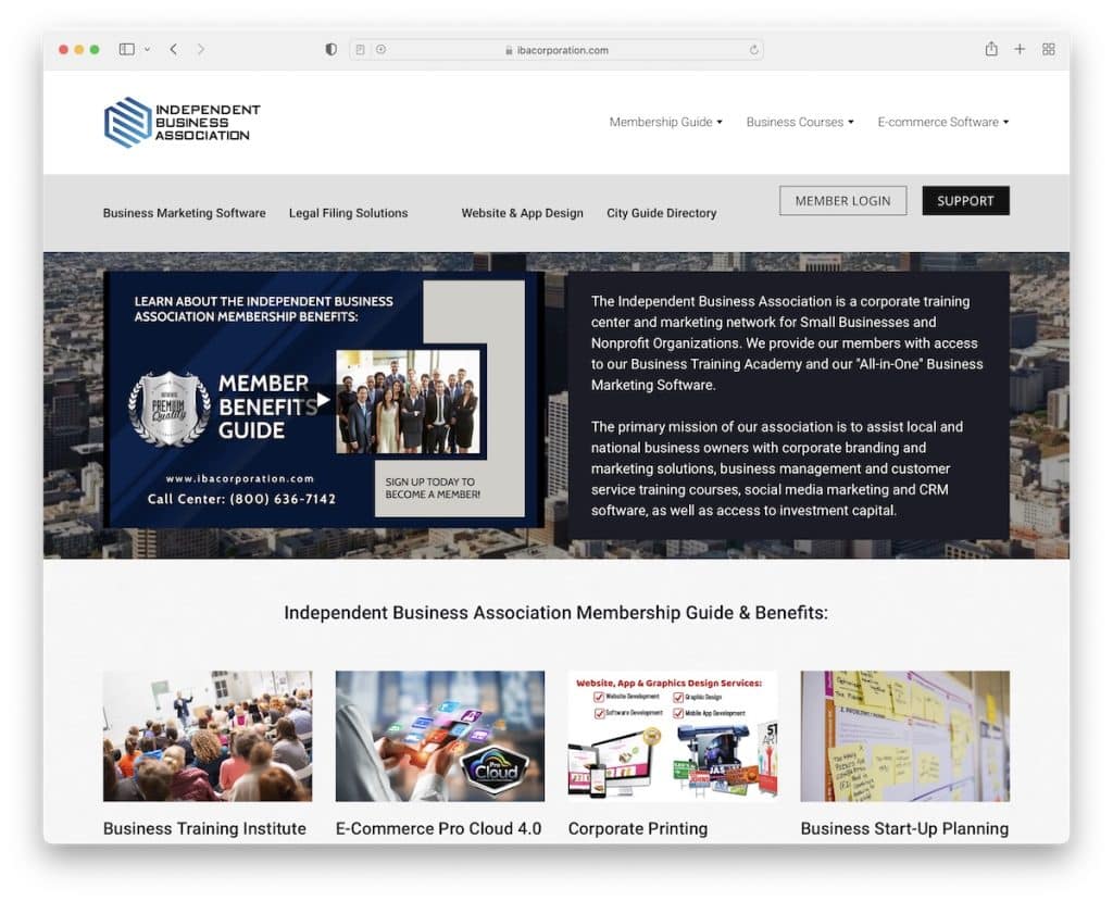 Website des unabhängigen Wirtschaftsverbands Weblium