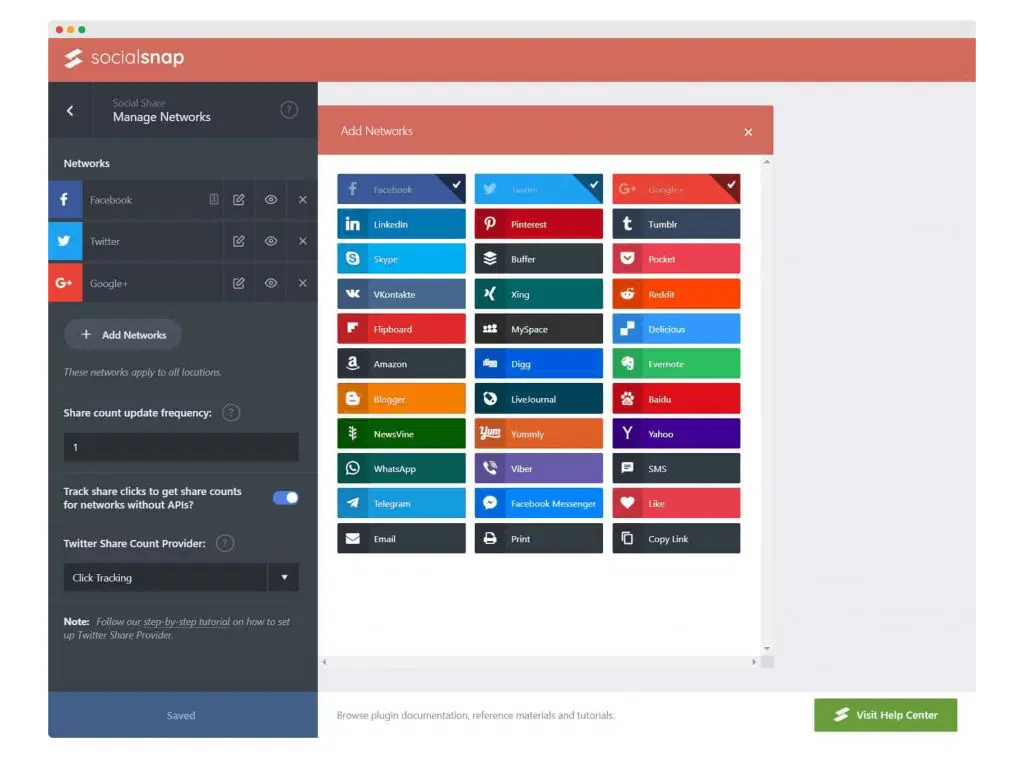 5+ najlepszych wtyczek WordPress do udostępniania mediów społecznościowych 2022 4 social snap dashboard