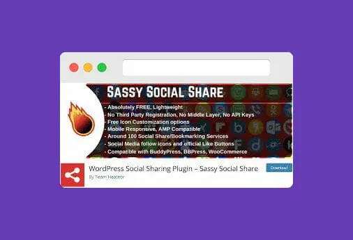 5+ najlepszych wtyczek WordPress do udostępniania mediów społecznościowych 2022 7 sassy social sharing plugin 1