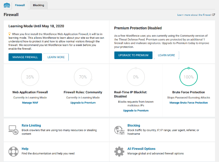 5+ Migliori plugin per la sicurezza di Wordpress nel 2022 per bloccare i cattivi 6 Wordfence dashboard