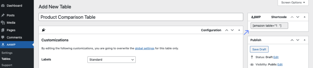 AAWP 比較表を使用して、Amazon アフィリエイト ビジネスを 63% 成長させる方法 7 aawp shortcode wordpress