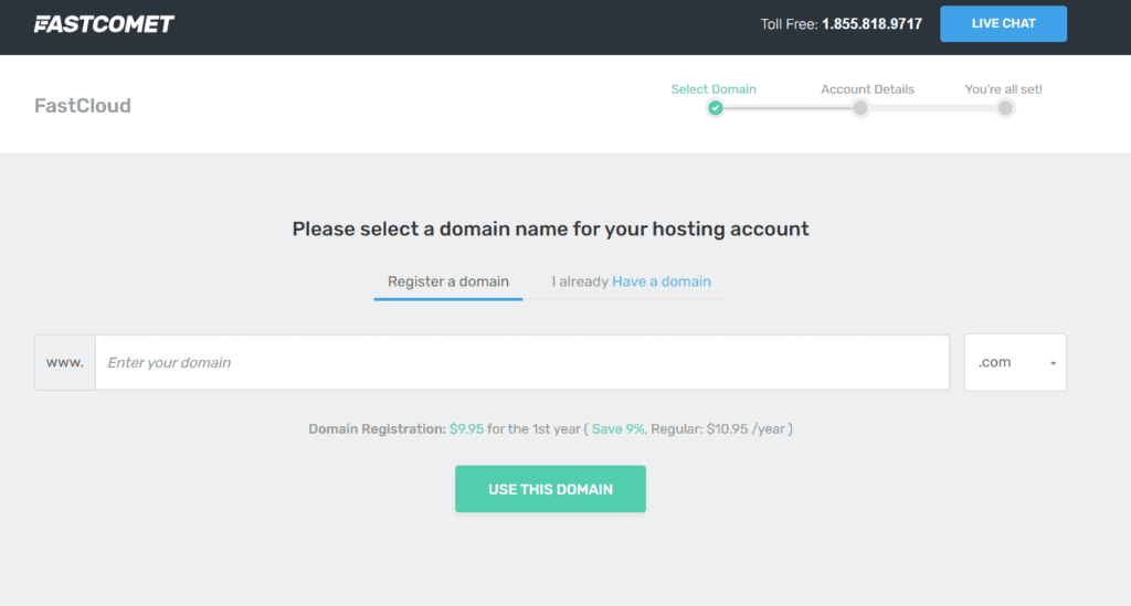 أفضل كود خصم FastComet 2022: خصم 75٪ على الهواء مباشرة 5 fastcomet domain register