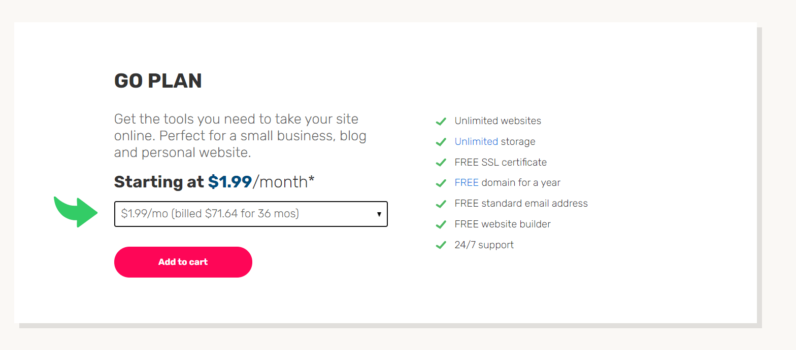 Ipage web hosting pricing