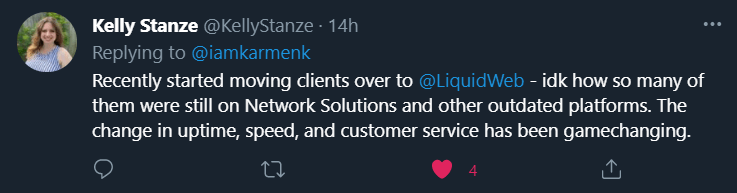 Liquid Web 託管評論:誠實清晰的“評論”11 Liquid web reviews on twitter