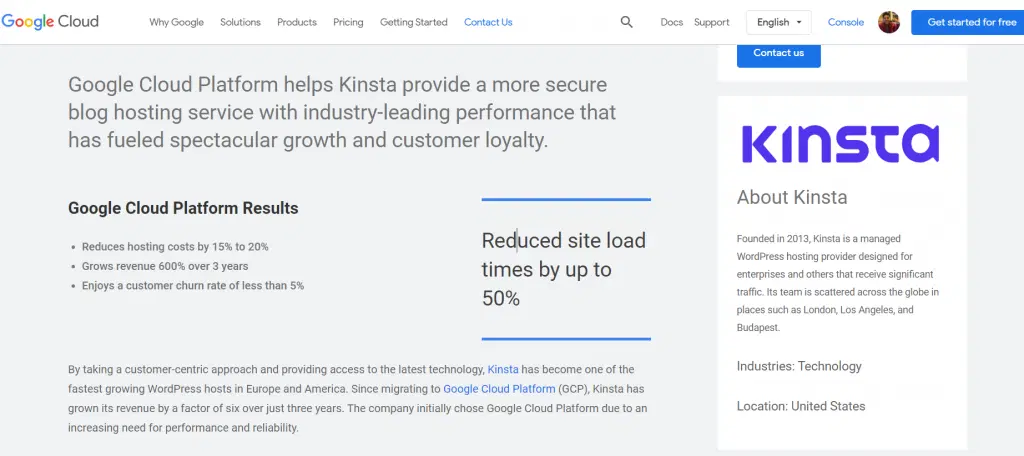 Kinsta Review 2022:比我的舊主機快 10 倍(價值)? 9 google cloud server and kinsta