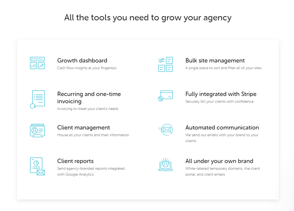 Przegląd raportów klienta Flywheel Growth Suite: najlepsze narzędzie dla agencji, freelancerów 2 Flywheel growth suite features