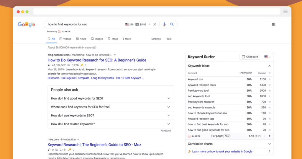 5 meilleurs outils de recherche de mots clés pour le référencement : 2022 10 Keyword surfer
