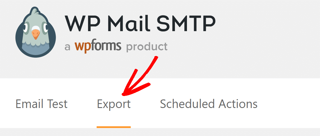 Pestaña Exportar en WP mail SMTP - WP Mail SMTP Export tab in WP mail SMTP