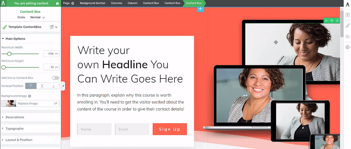 Thrive Architect interface