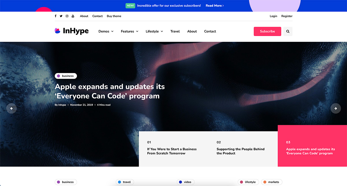 InHype 科技博客 WordPress 主題