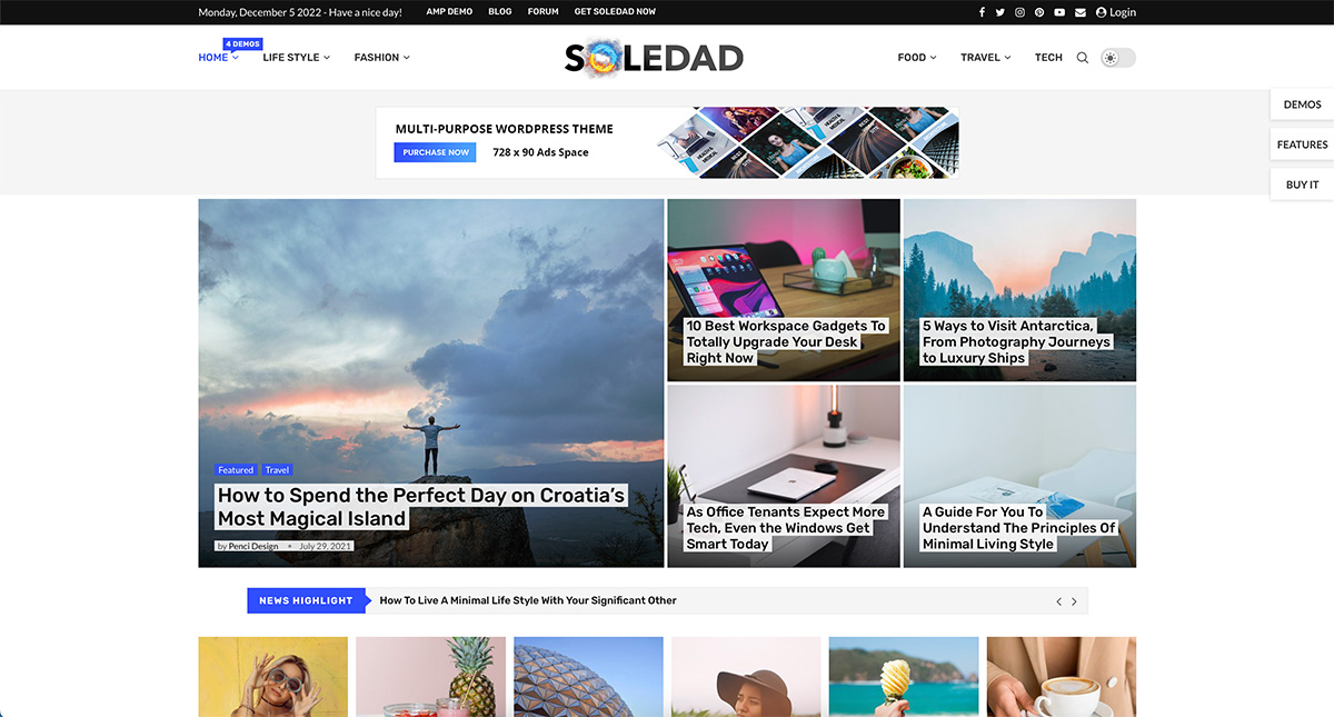 ธีม WordPress ของบล็อกเทคโนโลยี Soledad