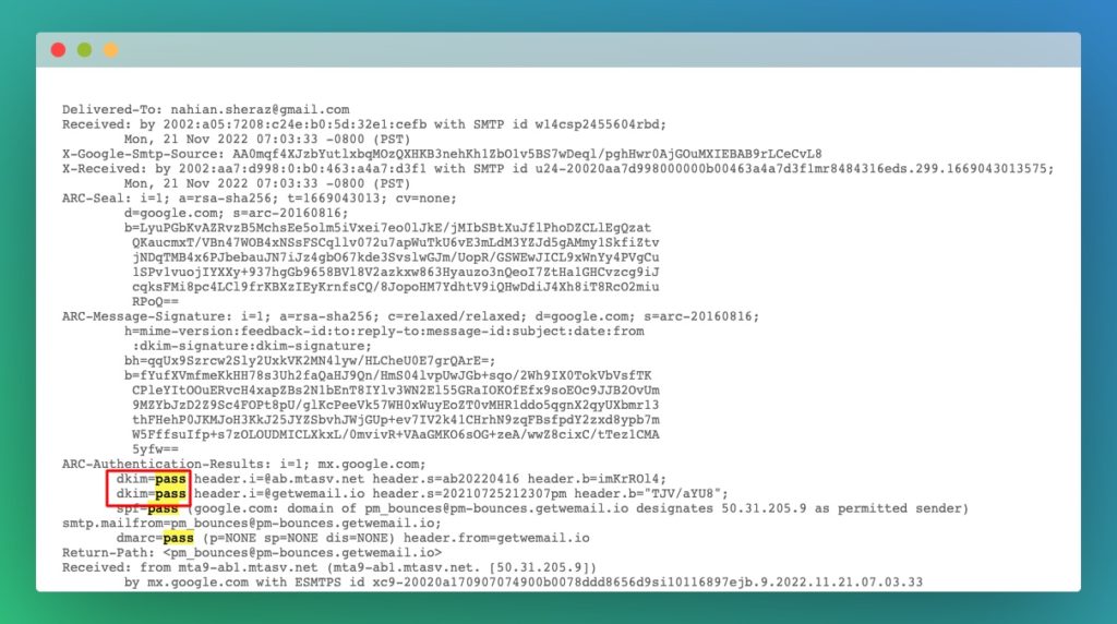 Cek DKIM lewat gmail