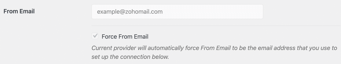 Paksa Dari email di WordPress berwarna abu-abu - WP Mail SMTP Force From email in WordPress grayed out