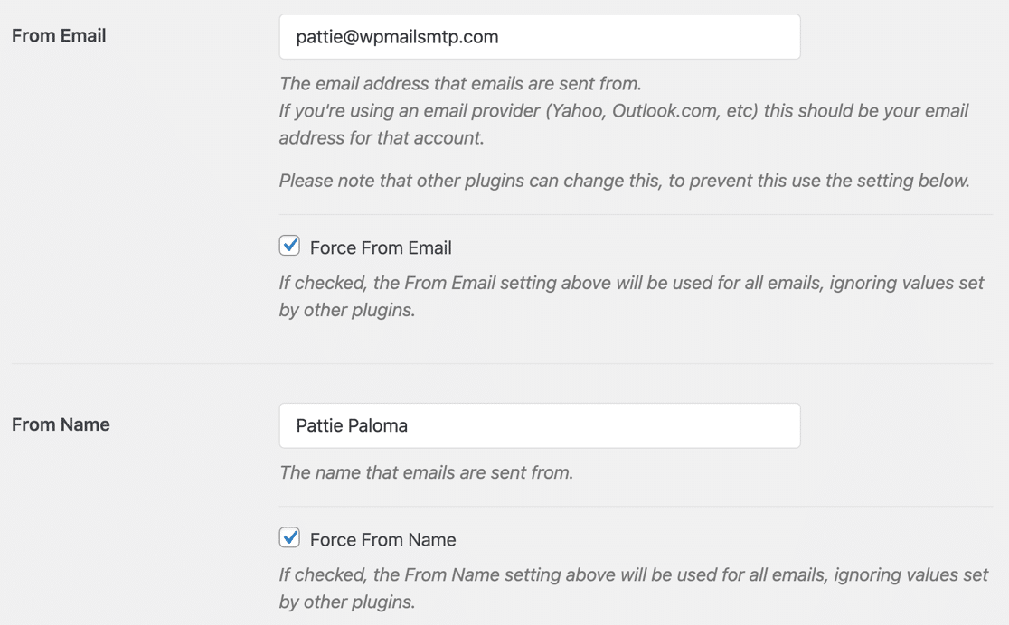Dari Nama dan Dari pengaturan Email di WordPress - WP Mail SMTP From Name and From Email settings in WordPress