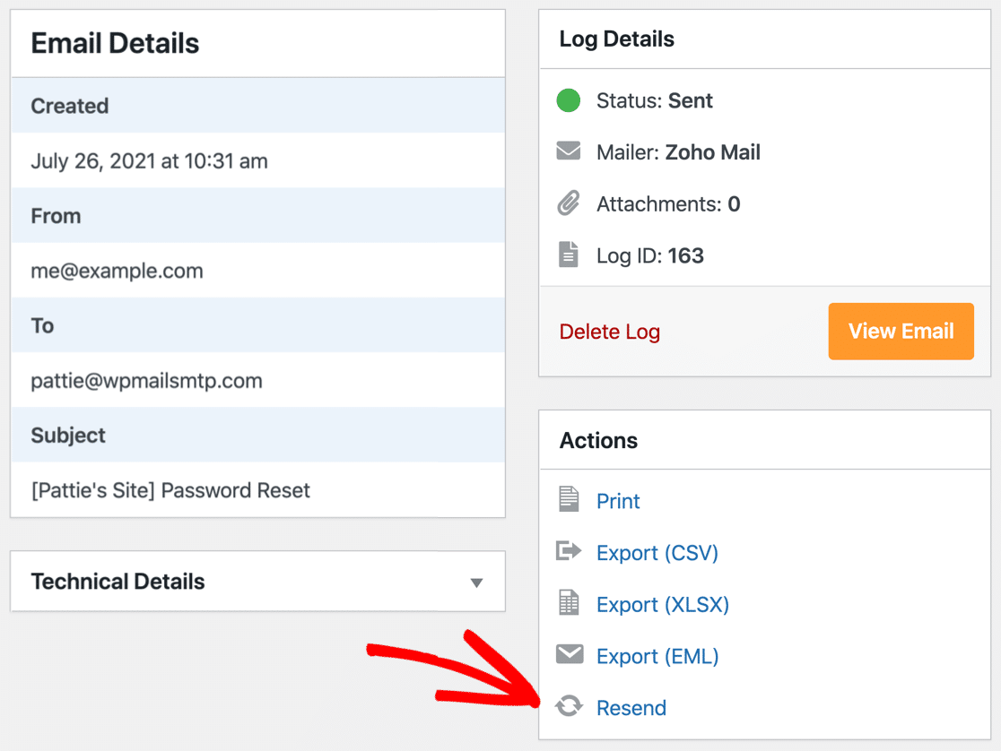 Resend password reset email in WordPress
