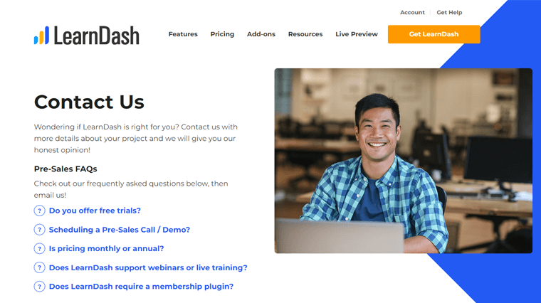 Контактная страница LearnDash
